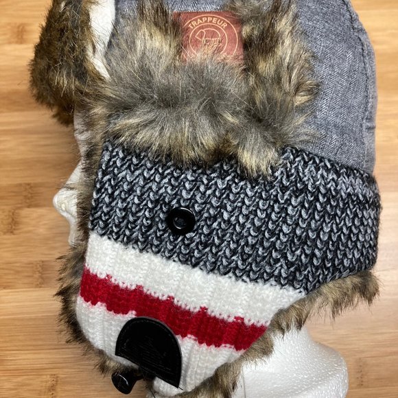 Youth Cabin Fever Faux Fur Contrast Knit Trapper Hat - Picture 3 of 7